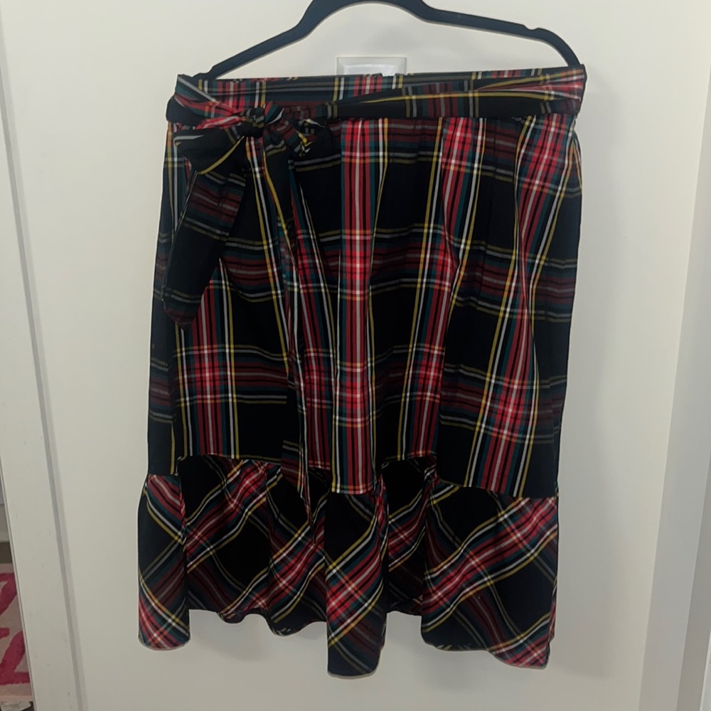 J Crew Jartan plaid ruffle holiday skirt